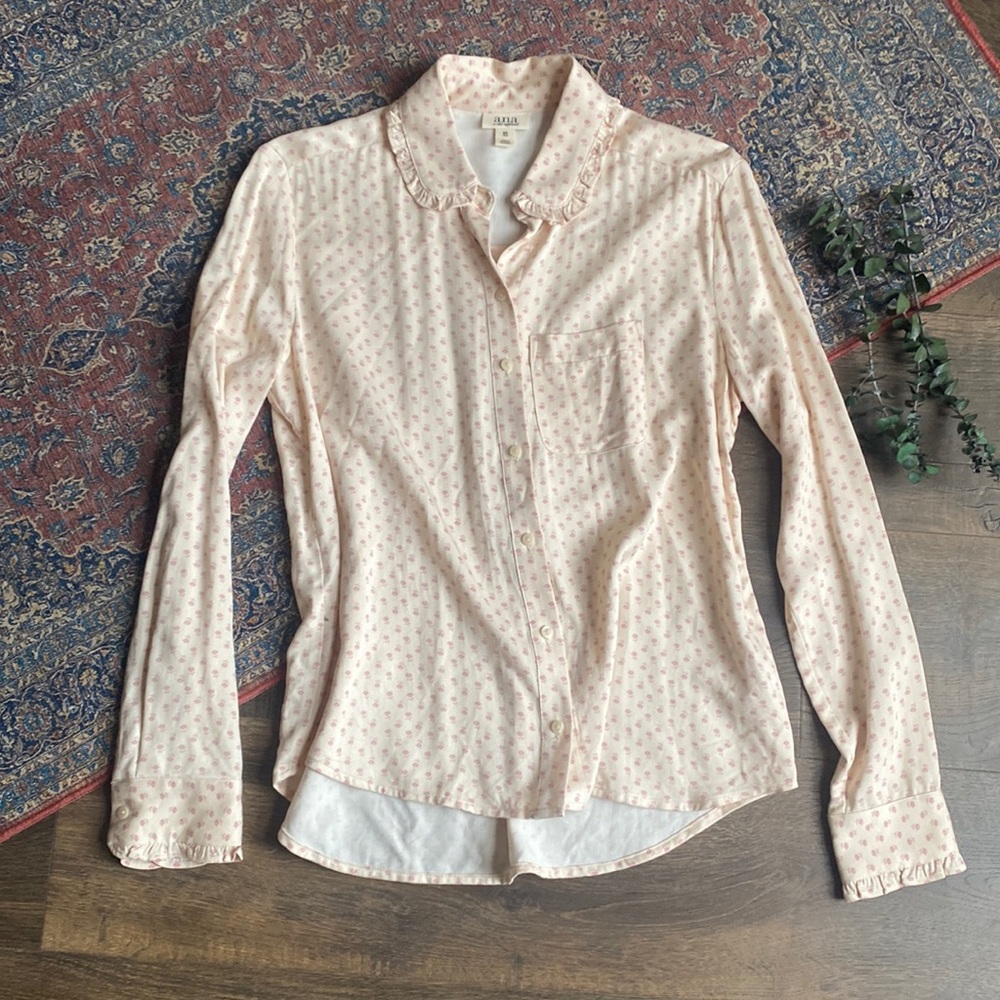 Western Long Sleeve Button-Up Western Style Floral Top – Women’s Size XS